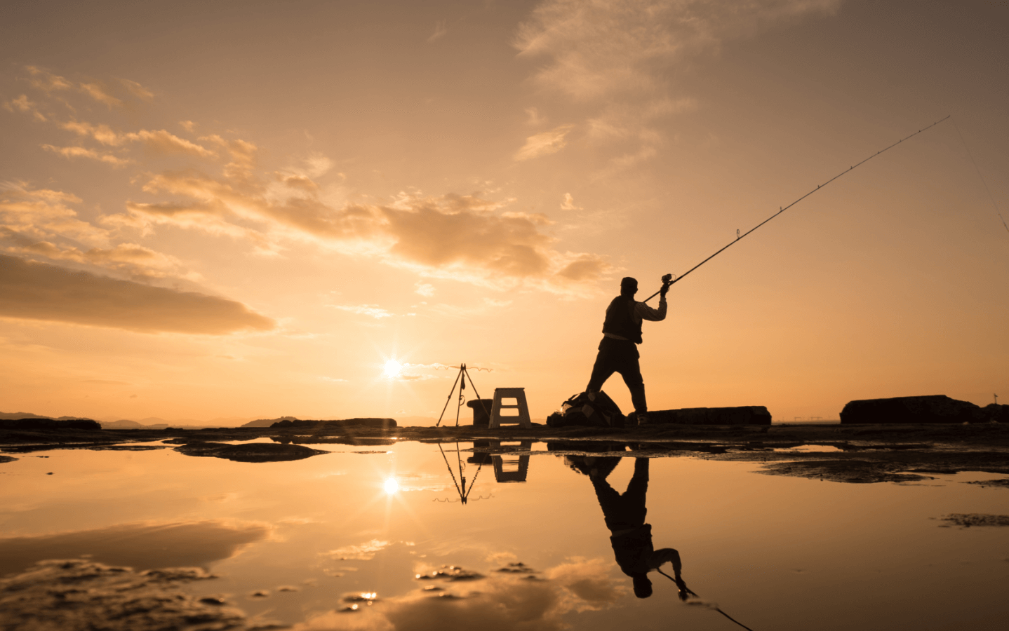 夕景と釣り